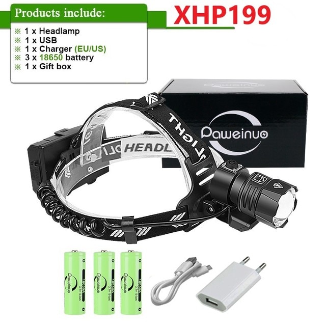 1100000Lumens XHP199 Powerful Led Headlamp XHP160 USB Rechargeable Headlight 18650 Head Flashlight Fishing Camping Head Lamp | Fugo Best